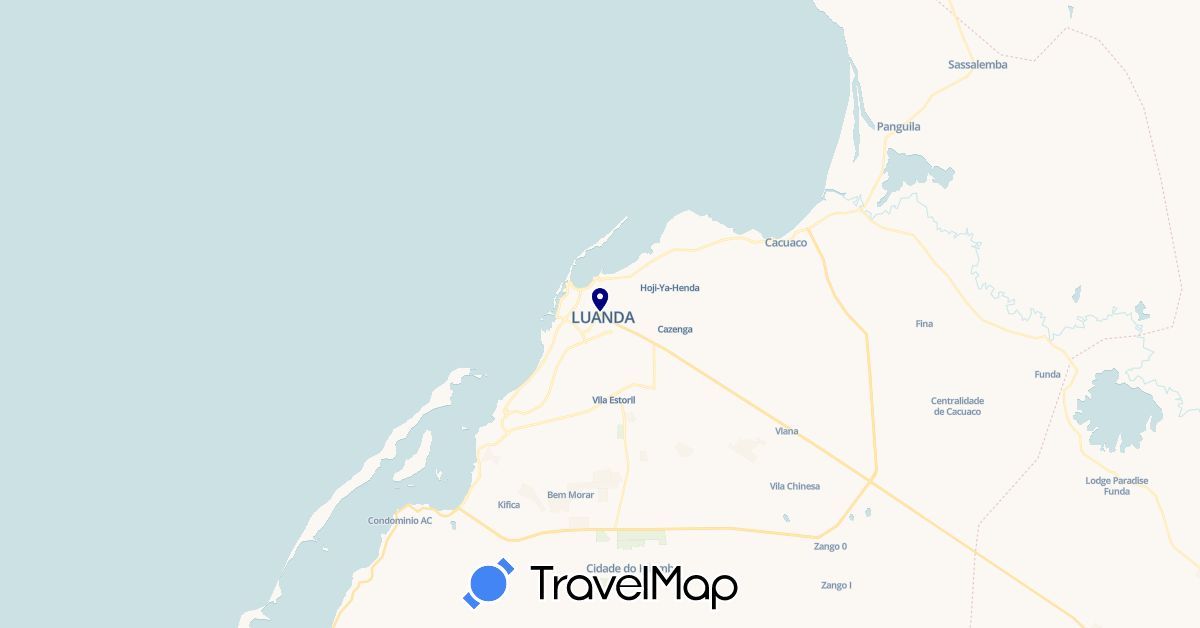 TravelMap itinerary: driving in Angola (Africa)